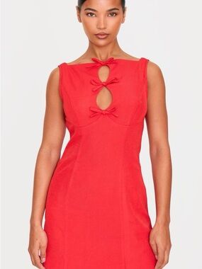PrettyLittleThing Red Mini Dress with Bow Cutouts